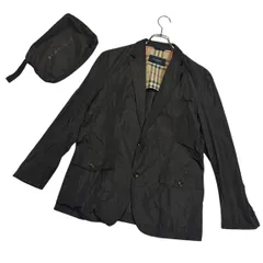 B033 【美品】 BURBERRY LONDON バーバリー ロンドン レインコート ジャケット アウター ブラック カジュアル 携帯 収納 ポーチ メンズ Ｍのサムネイル