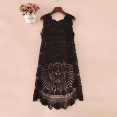 ☆ ブラック ☆ ロングベスト　レース　カジュアル ラッシュガード レース 水着の上に着る ワンピ レースカーディガン レディース 薄手 ワンピース カーディガン ロング ノースリーブ 透け感 ビキニカバー ジレ ベスト 水着 プール 海水浴 ビーチ 海