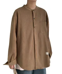 [Four leaf] 【トレンド×定番】 コーデュロイ スタンドカラーシャツ メンズ バンドカラーシャツ コーデュロイシャツ 羽織 トップス 長袖 シャツ 秋 秋冬 冬 カジュアル スタンドカラー 秋服 (JP, アルファベット, X [ベージュ] [XL]