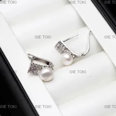 女性用クリップオンイヤリング 925スターリングシルバー パール ブラック