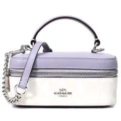 コーチ バッグ COACH コーティングキャンバス レザー シグネチャー トレイン ケース スクエア ボックス クロスボディ 2WAY 斜め掛け ショルダー ハンドバッグ チャーク×ミスト CJ522