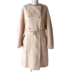 未使用品△2019年 Chloe クロエ CHC19SMA6807127I34 レディース ベルト付 アルパカ・モヘア混 ノーカラー ロングコート ピンクベージュ 34のサムネイル