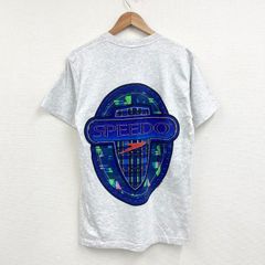 USA製 90's スピード SPEEDO Tシャツ 半袖 シングルステッチ ロゴ プリント サイズ：メンズ M グレー【UR】