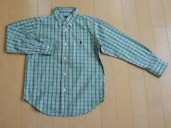 ラルフローレン キッズ ralph lauren 長袖 ボタンダウン シャツ 6歳 約110cm【中古】ユーズド ★3 長袖 緑 チェック キッズ 子供服 男の子 ボーイズ 男児 アウトレット リサイクル 古着