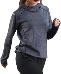 Cenote Rico セノーテリコ トレーニングウェア レディース 長袖 パーカー 速乾 ジムウェア ヨガ スポーツウェア カジュアル( グレー,  M)