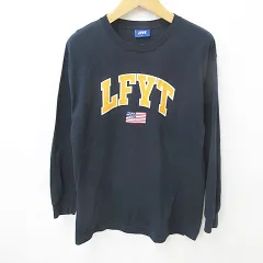 ラファイエット Lafayette エルエフワイティー LFYT カットソー Tシャツ 長袖 丸首 リブ プリント ロゴ 綿 紺 ネイビー L ■FF