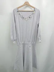 ◇ ⊇ WILLSELECTION ウィルセレクション 花柄刺繍 長袖 膝下丈 ワンピース サイズM パープル系 レディース E  【1505290010061】