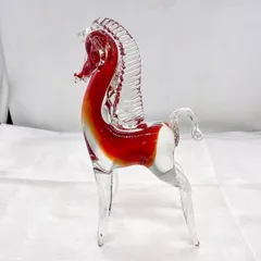 レトロ　ガラス置物　硝子細工　馬　ユニコーン　ベネチアングラス？　ムラーノ？ レトロ ガラス置物 硝子細工 馬 ユニコーン ベネチアングラス