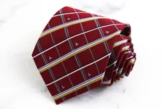 ディズニー ブランド ネクタイ 格子柄 ミッキーマウス TDL メンズ レッド Disney 【中古】