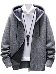 [LUXIA FILL] ルクシア フィル］ ニット パーカー グレー 2XL 大きめ 大きい ビック サイズ ふわもこ 薄地 裏 起毛 ボア ポケット ジップ アップ ファスナー ジッパー 付き フードつき あったかい 暖かい 長袖  [グレー] [2XL]