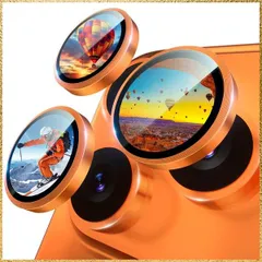 ☆彡送料無料でお届け☆彡Color:橙色 CANLER for iPhone 17 Pro/17 Pro Max カメラフイルム アイフォン17プロマックス レンズカバー 強化ガラス レンズ保護フィルム いphone17 Pro /17 Pro Max用 アル