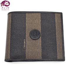 FENDI フェンディ 001-01445 ペカン 二つ折り財布 コンパクトウォレット FFロゴ ブラウン系/ブラックカラー PVC系 レザー イタリア製