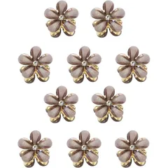 ヘアクリップ ミニ 小さめ 花 ラインストーン グレー（ラメ入りタイプ） 10個入り グリッター キラキラ 半透明 髪留め きらきらぷんぷん丸 HPNN-024