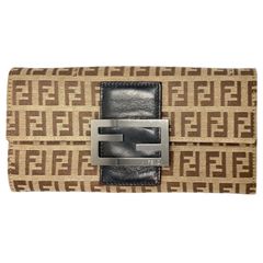 【真贋判定済】FENDI フェンディ ズッキーノ長財布 8M0021 ブラウン ウォレット B042037ER3