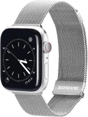 GANGXUN コンパチブル Apple Watch バンド アップルウォッチバンド ステンレス留め金製 男女兼用バンド 長さ調節 メッシュ ベルト Series(シルバー,  42mm/44mm/45mm/49mm)