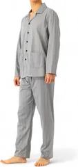 BENQUE(ベンケ) 柔らかな肌触り パジャマ メンズ 長袖 薄手 上下セット 寝巻き 秋服 コットン おしゃれ パジャマセット 入院 メンズパジャマ(グレー(ストライプ柄),  M)