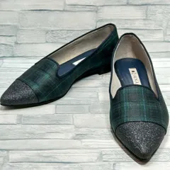 【美品】DIANA　パンプス　グリッター　チェック柄　ポインテッドトゥ　22.5cm