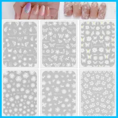 白 蝶 花 桜 ネイルステッカー 花柄 蝶々 花びら ネイルシール フラワー ホ