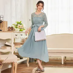 ドレス ロングワンピース パーティードレスドレスワンピース 総レース シースルー袖 長袖 ロング丈 結婚式 披露宴 二次会 お呼ばれ 20代 30代 40代 レディース フォーマル 春 夏 秋 冬 お呼ばれcuiying103