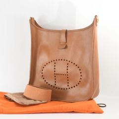 HERMES　エルメス　エヴリン　PM　トリヨンクレマンス　ショルダーバッグ　オレンジ　ブラウン　保存袋付　メンズ　レディース