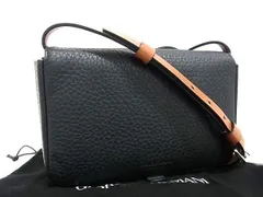 ■新品同様■ GIORGIO ARMANI ジョルジオアルマーニ レザー ミニ ショルダーバッグ クロスボディ ブラック系×ブラウン系 FE2165のサムネイル