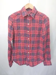 ◇ Θ tommy girl トミーガール チェック 星柄 長袖 シャツ ブラウス サイズM レッド ネイビー レディース E  【1411070018984】