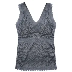 タンクトップ インナー レース  楽盛り カップ付き ノンワイヤー 透ける 花柄 シームレス 大きいサイズ ストレッチ オールシーズン 肌着 黒  白 L-3L rr-003