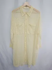 ◇ ⊂ AS KNOW AS PINKY メッシュ シアー 長袖 ロングシャツ サイズF イエロー レディース E  【1409240044109】