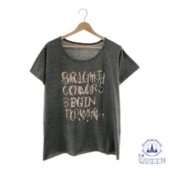 【訳アリ】 トップス Tシャツ Uネック カジュアル 英字プリント 半袖 レディース グレー 901-10794 送料無料 古着