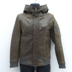 AMERICAN RAG CIE / アメリカンラグシー ◆レザージャケット/フード付き/山羊革/カーキ/サイズ1 ABZ-M92-BL009 【メンズ/MEN/男性/ボーイズ/紳士】 メンズファッション【中古】 