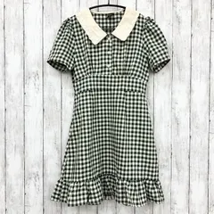 【 Dazy 】ギンガムチェック パフスリーブ ひざ丈 半袖 ワンピース M