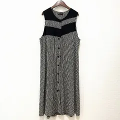 #anc 詩仙堂 ヒトシタムラ BY HITOSHI ベスト・ジレ 黒 アイボリー ワンピース ノースリーブ ちりめん 総柄 ロング レディース [927127]