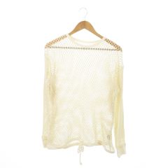フミエタナカ FUMIE=TANAKA ハニカムメッシュニット ラウンドネック 長袖 1 S ベージュ /MN14 ■GY30 レディース フミエタナカ FUMIE=TANAKA ハニカムメッシュニット ラウンド