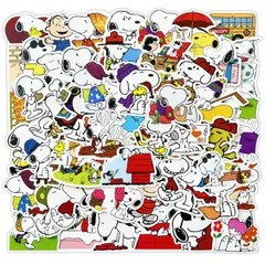 DIY トレンディなキッズ ステッカー アニメシール スヌーピー スヌーピー かわいい 日記、スノーボード、ギター、車、自転車、水筒、ヘルメット、コンピューター、携帯電話、ノートに適しています 防水デカール 50枚入り スヌーピーステッカーセット