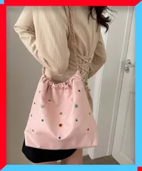 新品 チェーンショルダーバッグ レディース ビジュー巾着 きれいめ 人気 ビーズバッグ 肩掛けカバン 【送料無料】