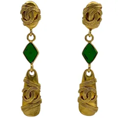 シャネル CHANEL ココマーク カラーストーン イヤリング スイング イヤリング GP ゴールド レディース 【中古】