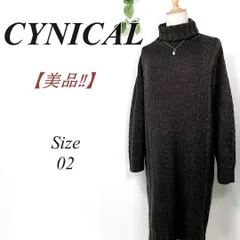✨美品✨ CYNICAL リブニット ワンピース フィッシュテール 2 シニカル ロングワンピース 伸縮性 タートルネック デニム生地 切替のサムネイル