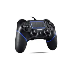 P4コントローラー 有線 プレステ4 ゲームパッド アップグレード版 USB接続 二重振動 人間工学 高耐久ボタン P3/PC/P4/対応 日本語説明書付き (ブルーブラック)… 0