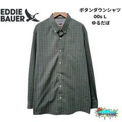 美品 Eddie Bauer 長袖 チェックシャツ XL グリーン系 ゆるだぼ リラックスフィット ストリート カジュアル アウトドア 00s ストリート アメカジ オーバーサイズ USA エディーバウアー 古着 B421