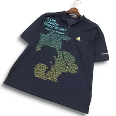 le coq sportif GOLF ルコック スポルティフ ゴルフ 刺繍★ プリント 半袖 ポロシャツ Sz.3L メンズ ネイビー 大きいサイズ