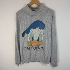 90s VELVA SHEEN ベルバシーン ロンT 長袖Tシャツ モックネック USA製 長袖 ボーダー柄 総柄 クルーネック ドナルドダック キャラクタープリント グレー Lサイズ メンズ 古着 ストリート ナード系のサムネイル