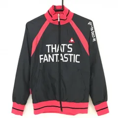 【超美品】ルコック ジャケットブルゾン 黒×ピンク フロントプリント 裏メッシュ レディース M ゴルフウェア le coq sportif
