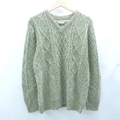 ◇ ⊇ nano universe ナノユニバース Vネック ニット 長袖 セーター サイズL カーキ メンズ E  【1503060023112】