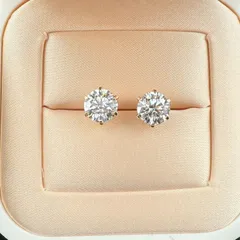 K18 2.06ct オーダーメイドピアス ラボグロウンダイヤモンド IGI鑑定書付き ラウンドブリリアントカット 誕生日記念日プレゼント 18金クラシックダイヤピアス 毎日つけたい上品な輝き 一粒ダイヤ シンプルでエレガントな 高級感あふれる定番ピアス