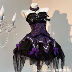 人気商品 2024年秋冬発売 甜辣ロック風 アビゴスロックセットアップ 抹胸トップス+フレアスカート+チョーカー付き 撮影会 舞台演出 推し活 イベント用 大人レディース プレゼントにも最適のサムネイル