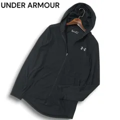 UNDER ARMOUR アンダーアーマー 春夏 heatgear★ ロゴ チェック フルジップ パーカー Sz.SM メンズ 黒 トレーニング