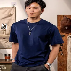 [M ]メンズ ファッション 服 男性用 オシャレ シンプル 大人 かっこいい ストリート ルパン ネイビーブルー クール ショルダー Tシャツ 夏 アウトドア ゆったり ラウンドネック 半袖 