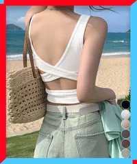 新品 タンクトップ レディース カップ付き 背中あきブラトップ ノンワイヤー 見せインナー 重ね着 美胸 黒 肌着 快適 【送料無料】