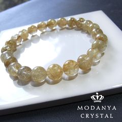 [beads575]ルチルクォーツ（タイチン）8mm ブレスレット 24粒（天然石/ビーズ）