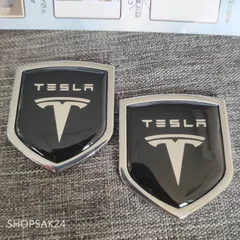 新品 !高品質!テスラ Tesla ロゴ エンブレムバッジ ステッカー 2個セット684